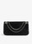 Womens Designer Iconic Clutch Bag in Black Grained Leather with Eyelets and Chain