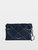 Womens Designer Iconic Pouch Handbag in Blue Denim with Monogrammed Motif