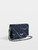Womens Designer Navy Denim Handbag Clutch with Monogram Motif and Double Chain