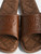 Womens Designer Leather Mules in Brown with Square Toe and Signature Wing Motif