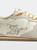 Womens Designer White Leather Trainer in Leather and Suede with Orange Detailing and ZV Stitching