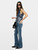 Womens Designer Sleeveless Sequined  Tailored Vest with Buttons in Navy