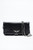Iconic Black Leather Clutch Bag with Wings Motif and Double Chain Strap
