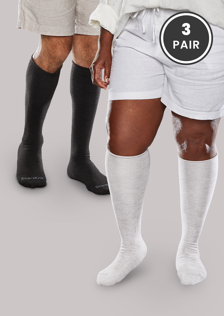 Loose Fit White Over The Calf Socks to EEEEE - 3Pack