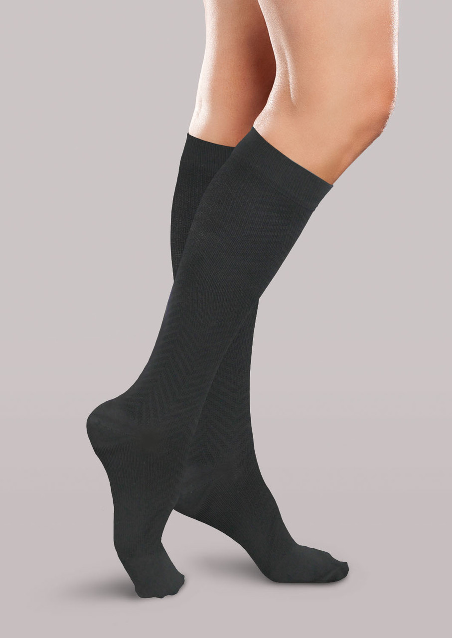 Women's Trouser Socks, Dress Style, Cable Pattern: 15-20 mmHg, Black, Small  - Walmart.com