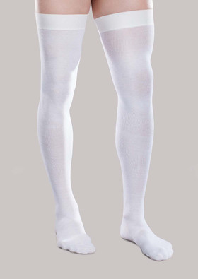 Core-Spun Moderate Thigh High Support Socks in [White]