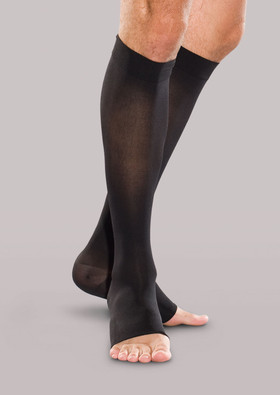 Therafirm Firm Support Knee High Open-Toe Stockings in [Black]