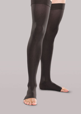 Therafirm Moderate Support Open-Toe Thigh High Stocking in [Black]