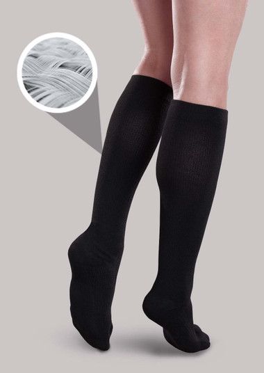 Premium CoreSpun Moderate Support Socks with Ionic+™ Silver Heathered Black,