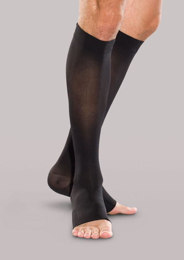 Therafirm Moderate Support Open-Toe Knee High Stockings in [Black]