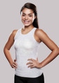 Girl wearing Grey Ionic+™ Knit-Rite Lightweight Torso Interface V-Neck Tank
