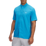 Men's Ua Fish Pro Hybrid Woven Short Sleeve Ether Blue--stream