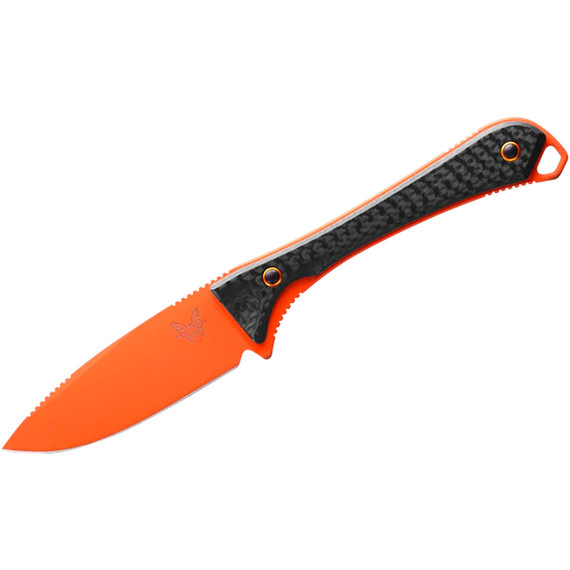 Benchmade Altitude Fixed Blade Knife Orange Blade Carbon Fiber Grips