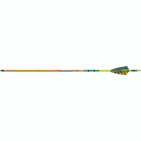 Black Eagle Instinct Traditional Arrows .005 500 Green/yellow Feathers 6 Pk.
