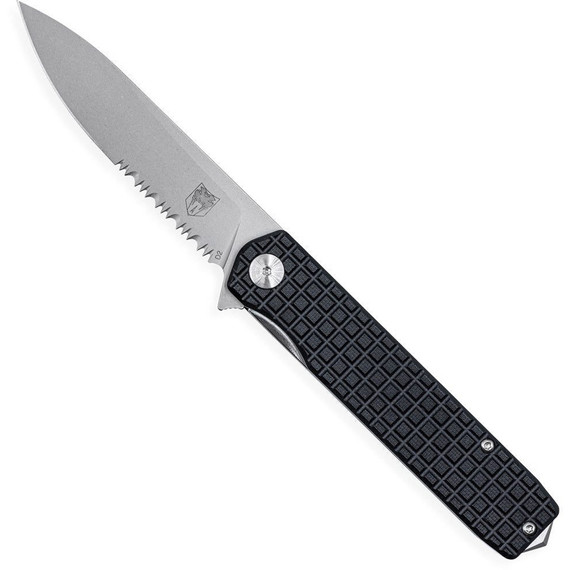 Cobratec Large Cayden Drop Serrated Knife Folding Blade Black