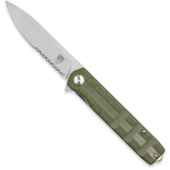 Cobratec Medium Kuzio Drop Serrated Folder Knife Folding Blade Od Green