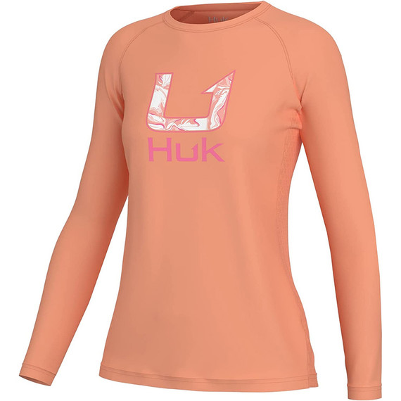 Huk Womens Pursuit Brackish Fill Long Sleeve Coral Reef