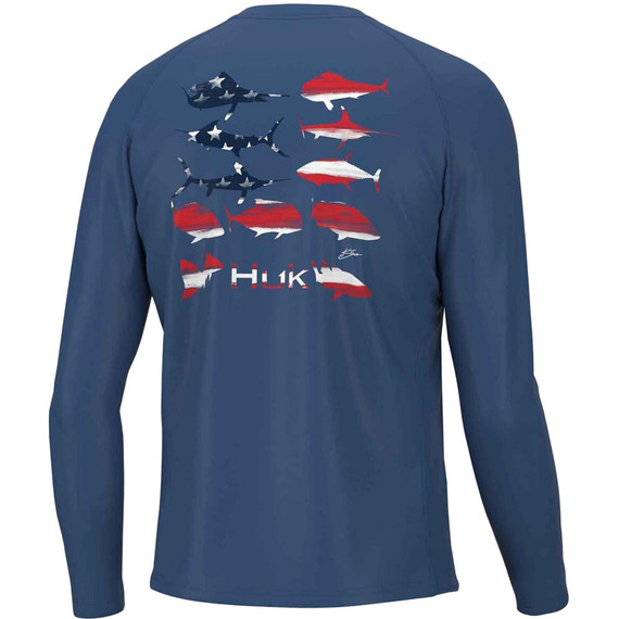 Huk Kc Flag Fish Pursuit Shirt Set Sail Large