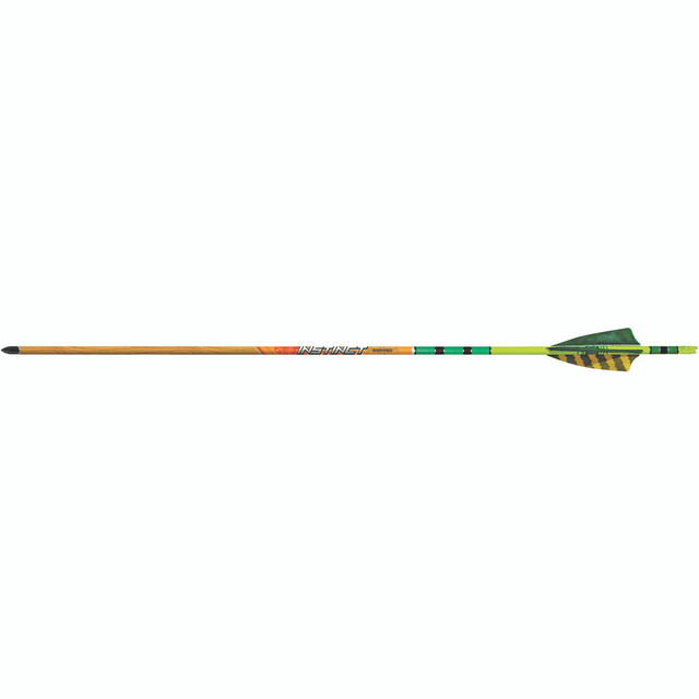 Black Eagle Instinct Traditional Arrows .005 500 Green/yellow Feathers 6 Pk.