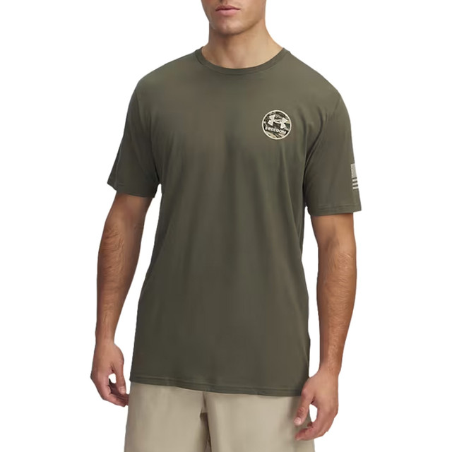 Men's Ua Freedom By Land Short Sleeve Marine Od Green--desert Sand