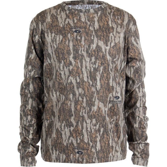 Habit Youth Bear Cave Long Sleeve Camo Tee Mossy Oak New Bottomland