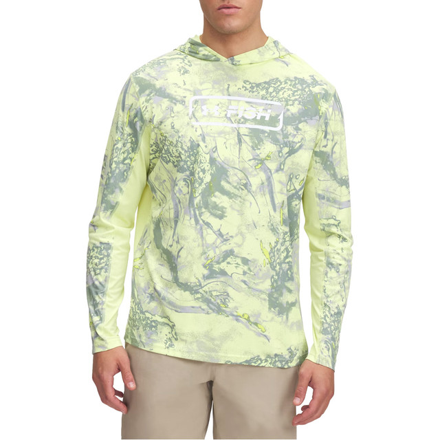 Men's Ua Fish Pro Camo Hoodie Sonic Yellow-mod Gray-white