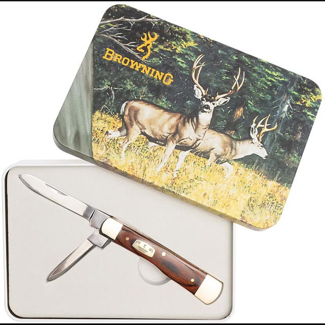 Browning Knife Tin Knife W/ Gift Tin Mule Deer Art