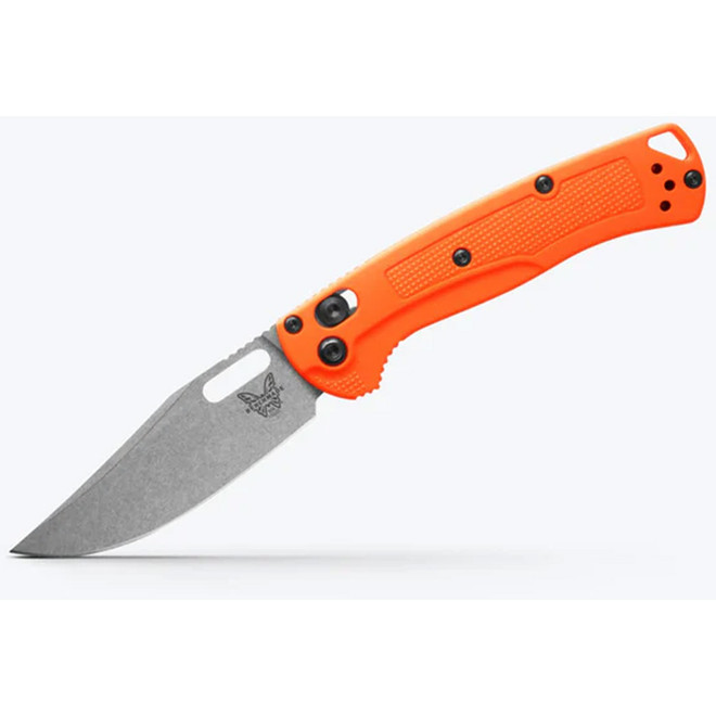 Benchmade Mini Taggedout Folding Knife Axis Clip Point Blaze Orange