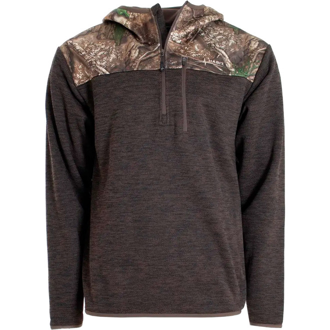 Habit Men's 1/4 Zip Hooded Fleece Pullover Realtree Apx / Turkish Coffee