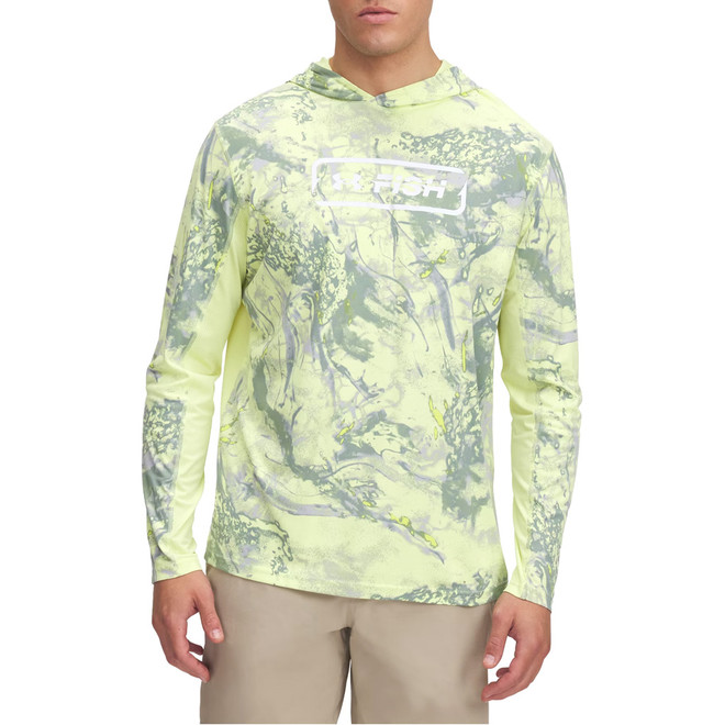 Men's Ua Fish Pro Camo Hoodie Sonic Yellow-mod Gray-white