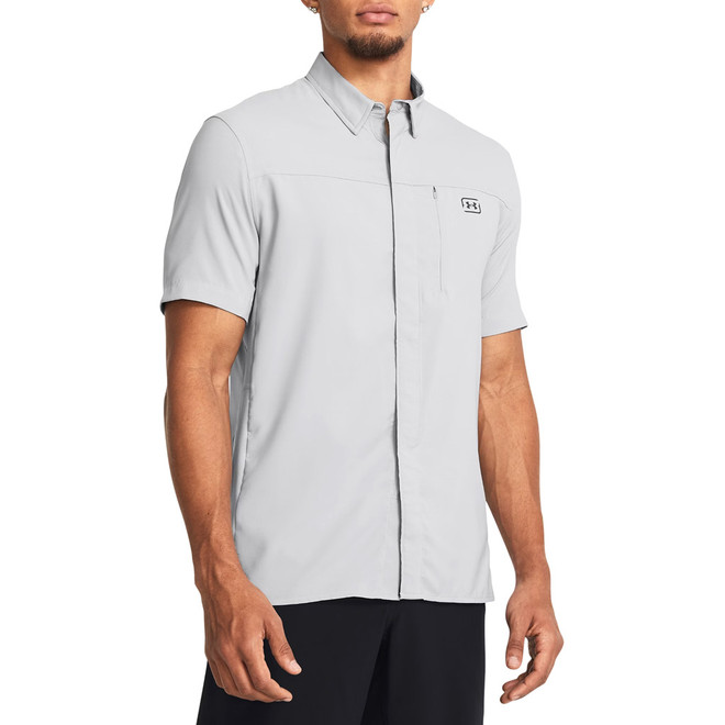 Men's Ua Fish Pro Hybrid Woven Short Sleeve Mod Gray--castlerock
