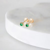 Baby emerald earrings - safety back - 14k gold