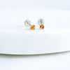 Baby citrine earrings | November birthstone | white gold