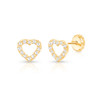 Girls heart screw back earrings 14k gold