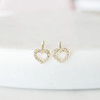 Sweetheart CZ Earrings Baby/Kids- Pink | 14K Gold