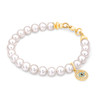 Baby/Girls Pearl Bracelet with Evil Eye Charm 14k Gold