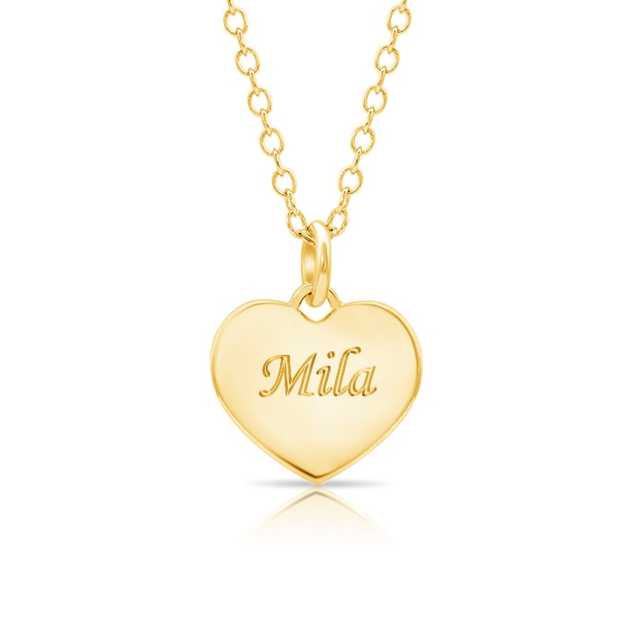 14K Gold Engravable Heart Pendant Necklace