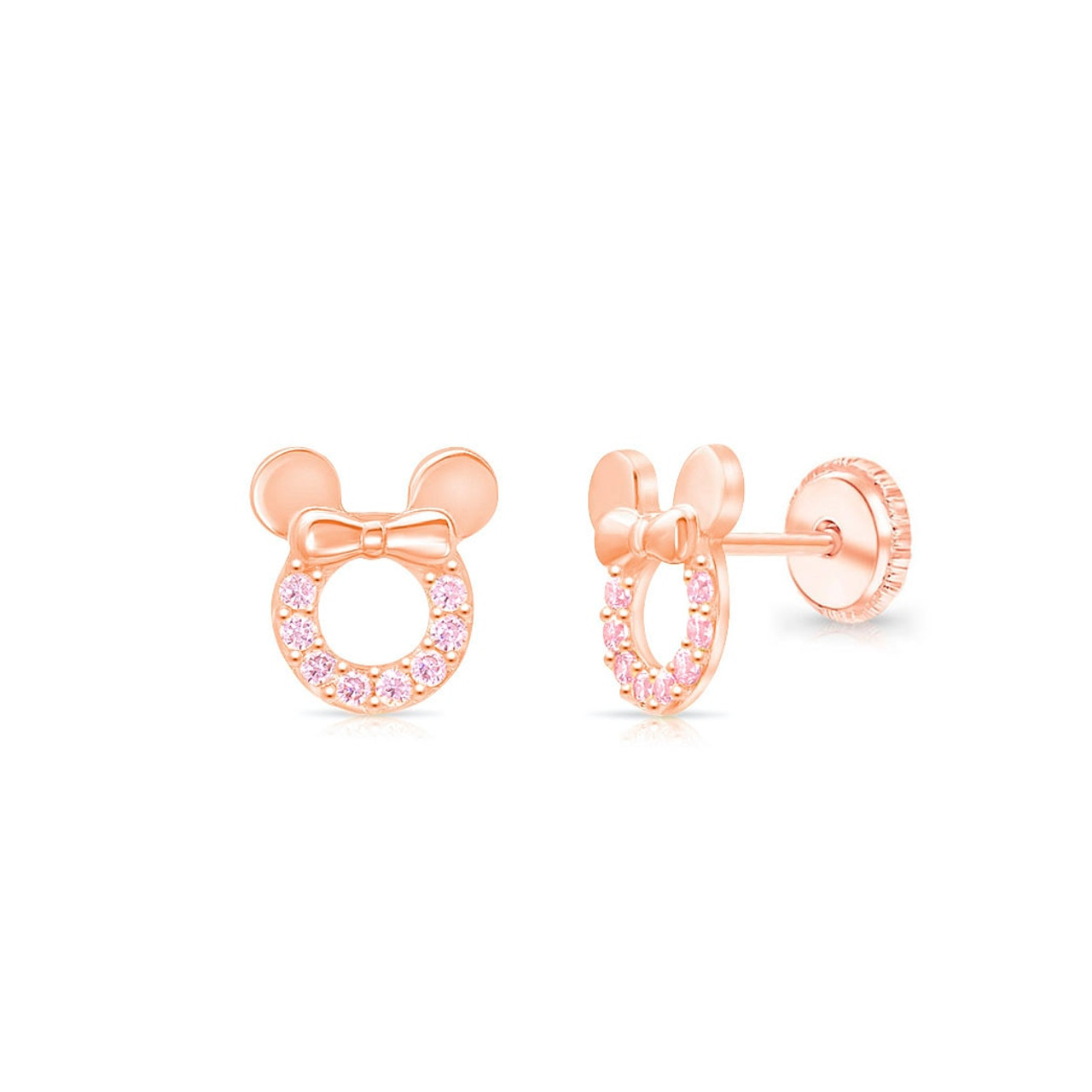 14kt Pink CZ Screw Back Earrings