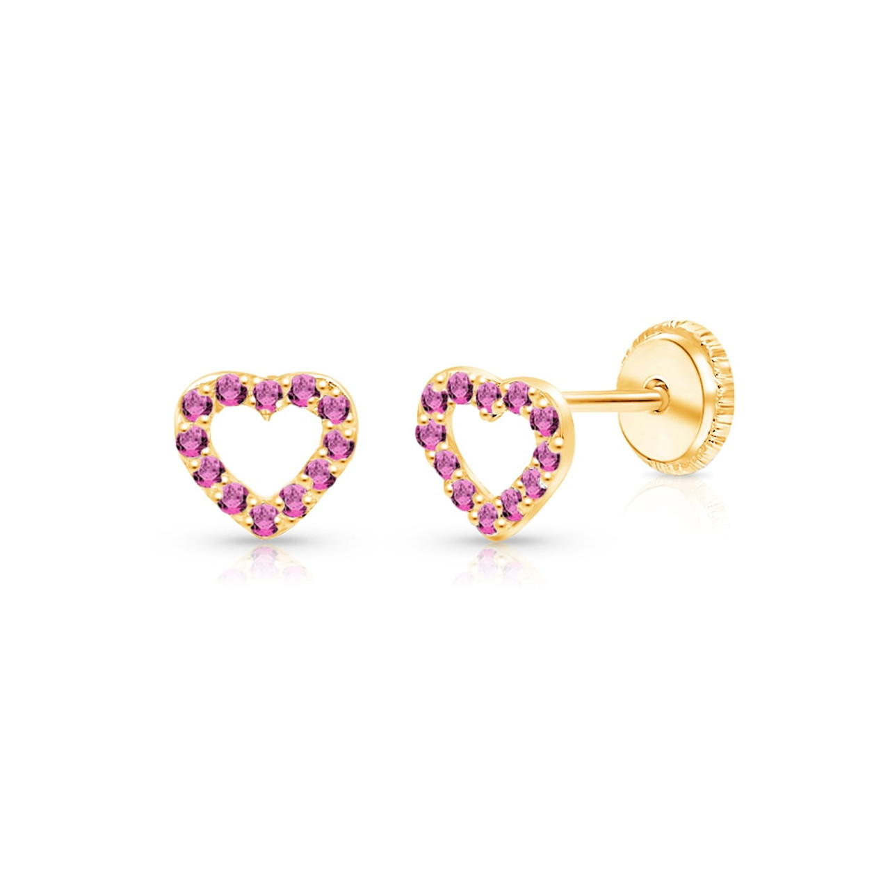 Details about   14k Solid White Gold June Birthstone Alexandarite Heart Stud Earrings 5mm 