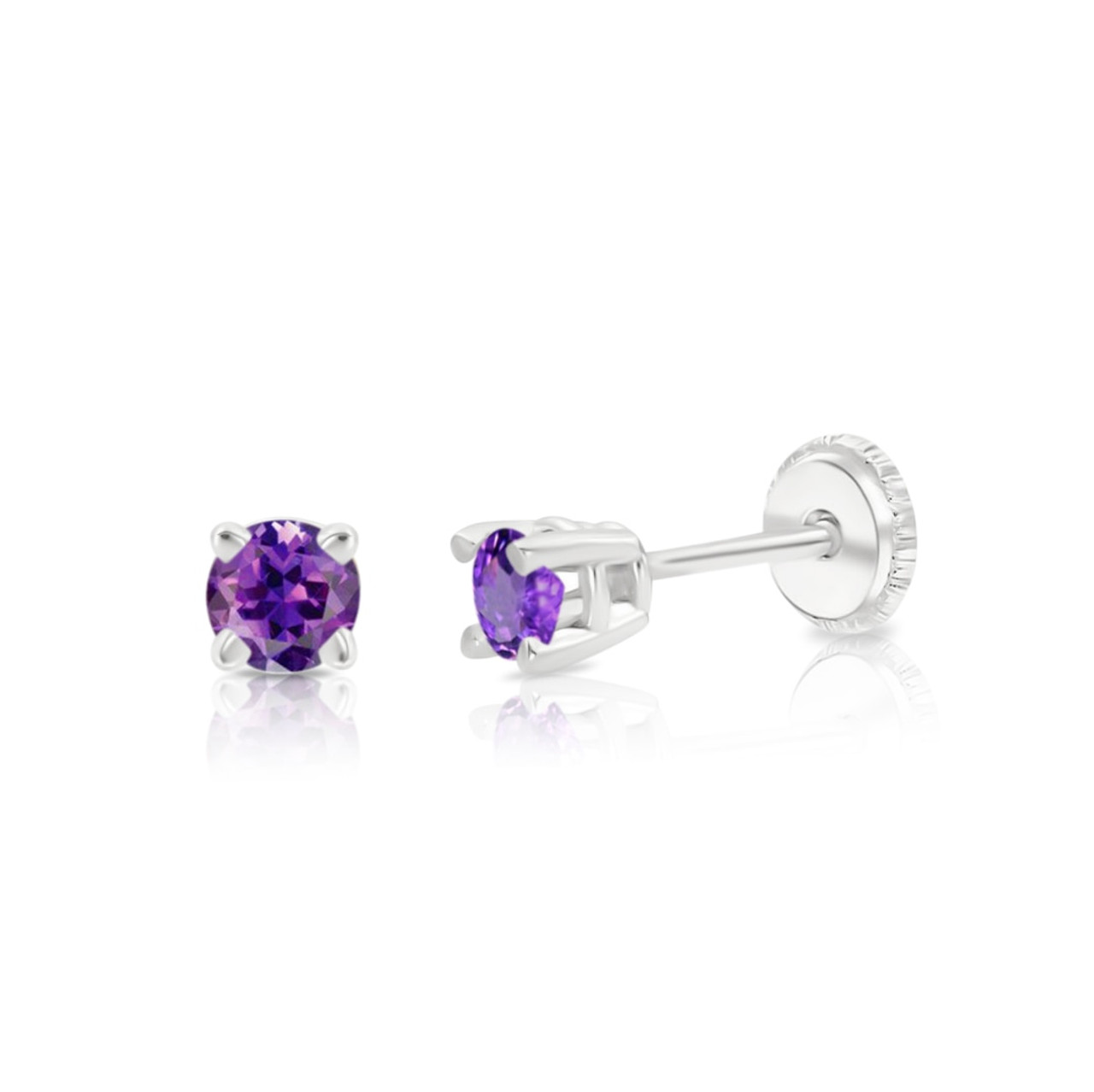 Natural Amethyst Stud Earrings with 925 Sterling Silver Handmade Setting  Purple Semi Precious Gemstone Earrings Birthstone Earrings  Mangtum