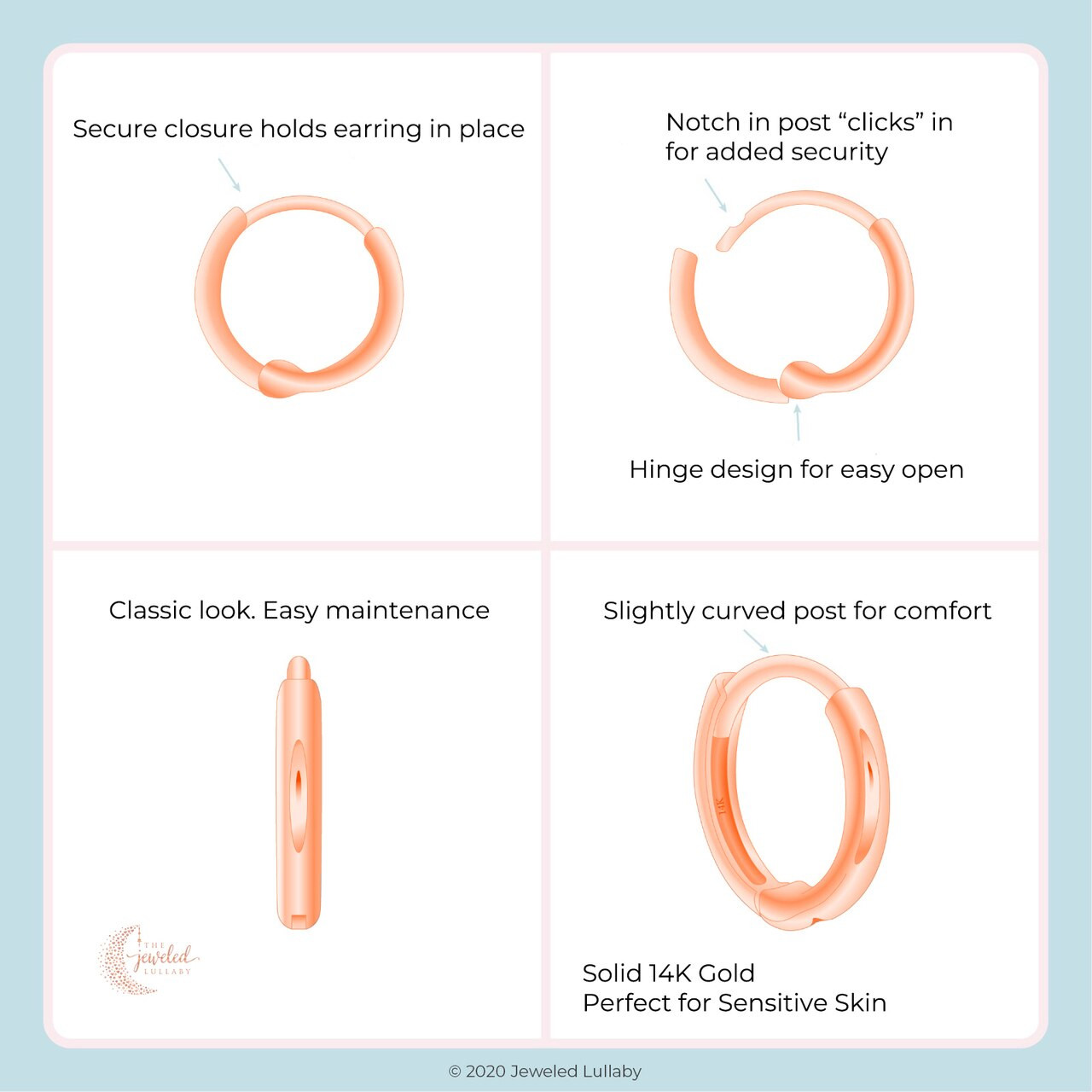 18K Roségold Vergoldete Ohrringe Für Damen & Mädchen – Huggie Sleeper Ringe Mit Twist-Design