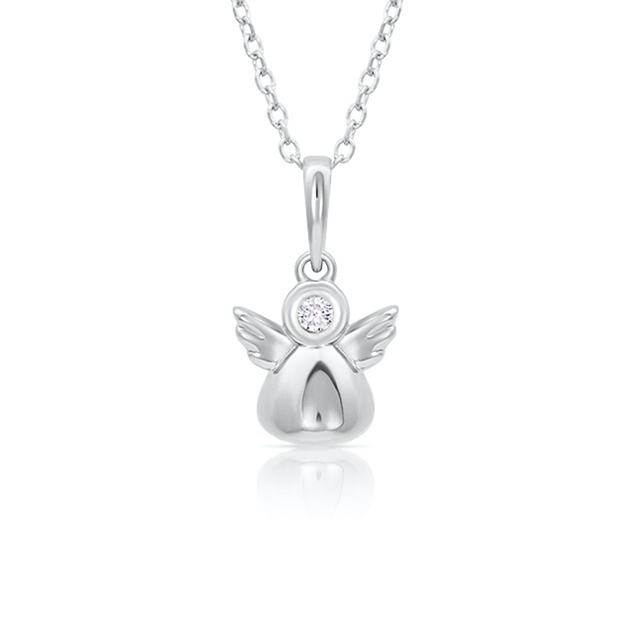 Guardian Angel Girls Necklace w/Genuine Diamond