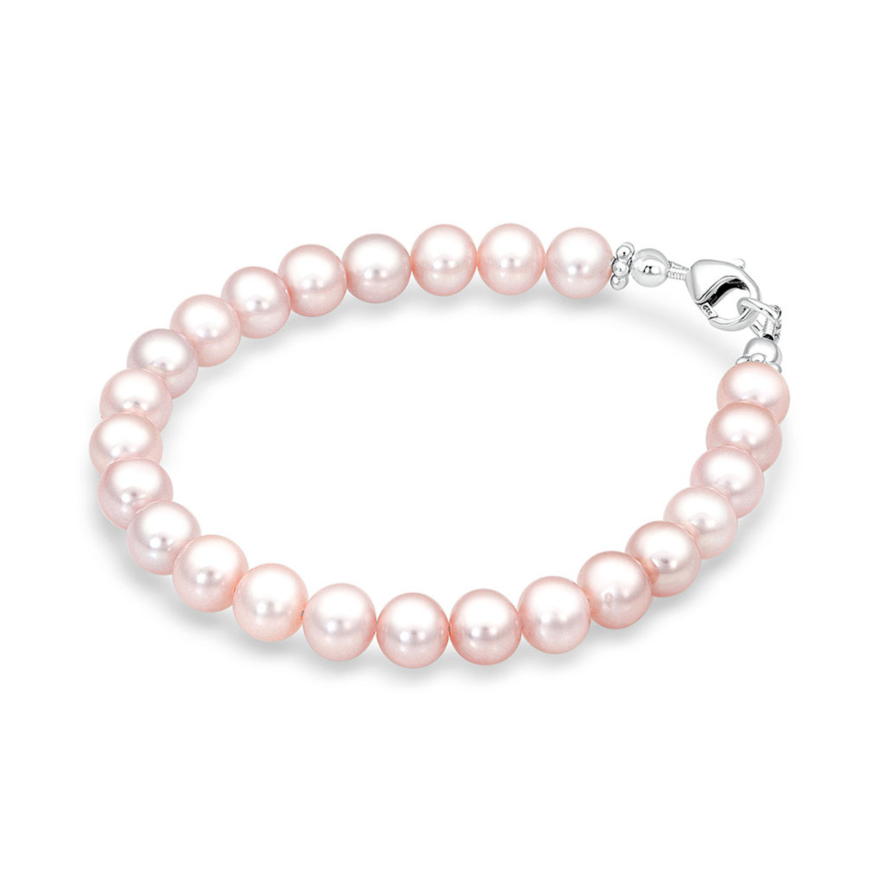 Girls Pearl Bracelet - Pink  Silver - The Jeweled Lullaby