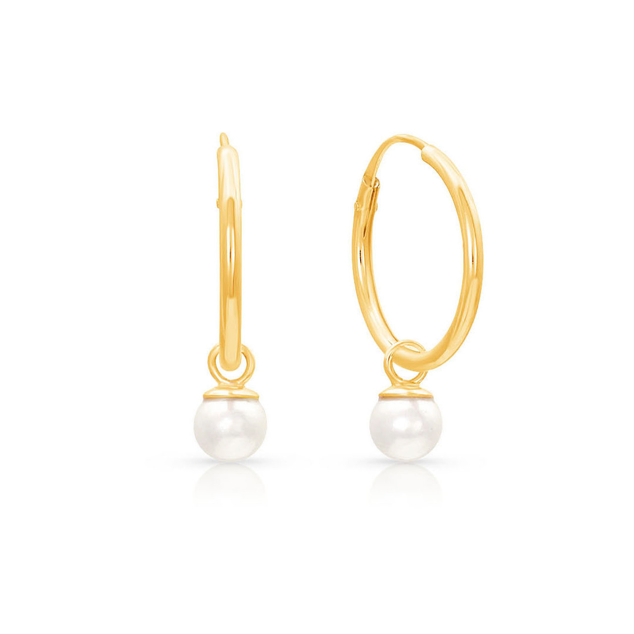 14kt Yellow Gold Pearl Earrings for baby and child with safety