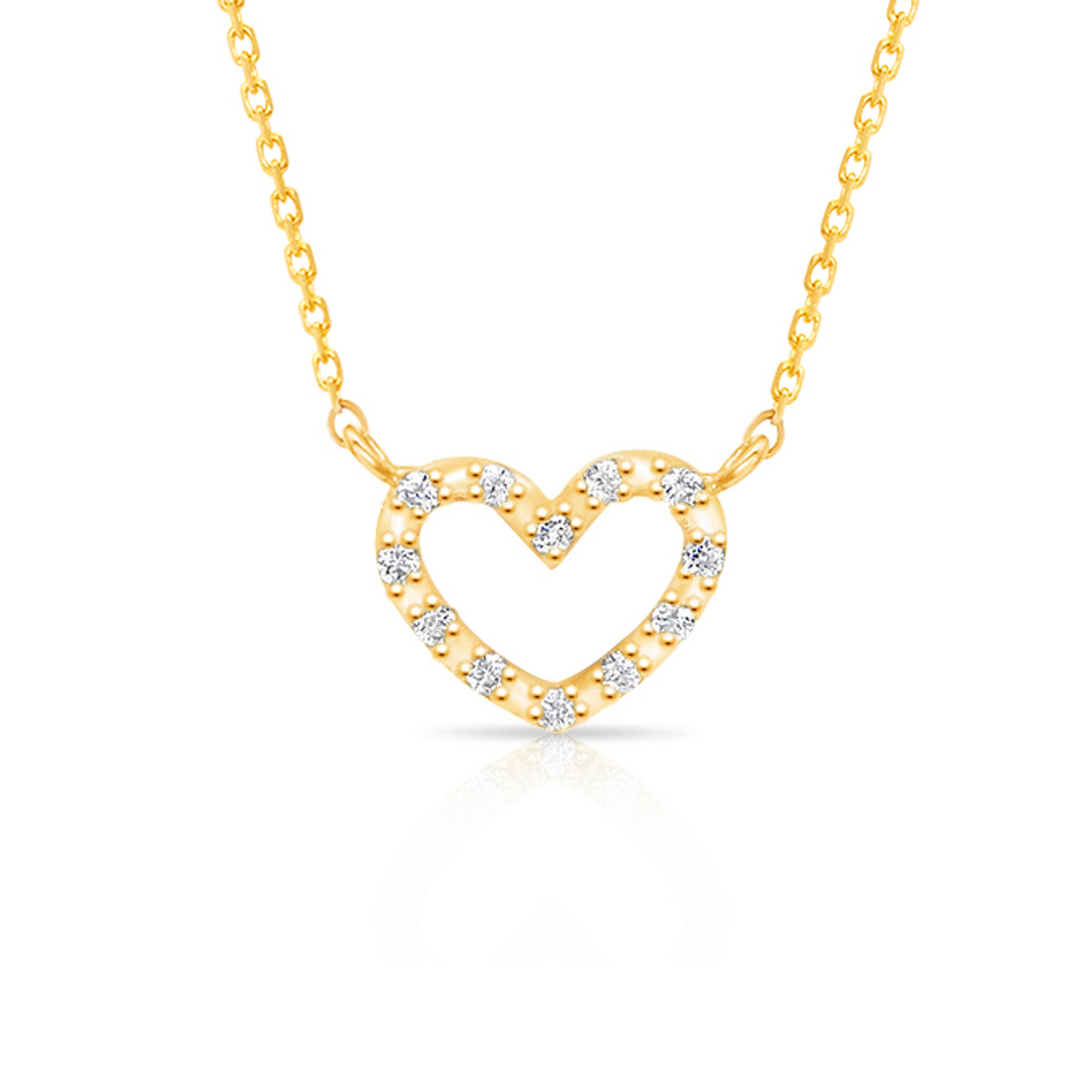 Gold Heart Necklaces 14k Gold Necklace for Women Girls Cute Dainty Necklace  Cubic Zirconia Love Necklace Bling Jewelry Women Mothers Day Gifts Hip Hop