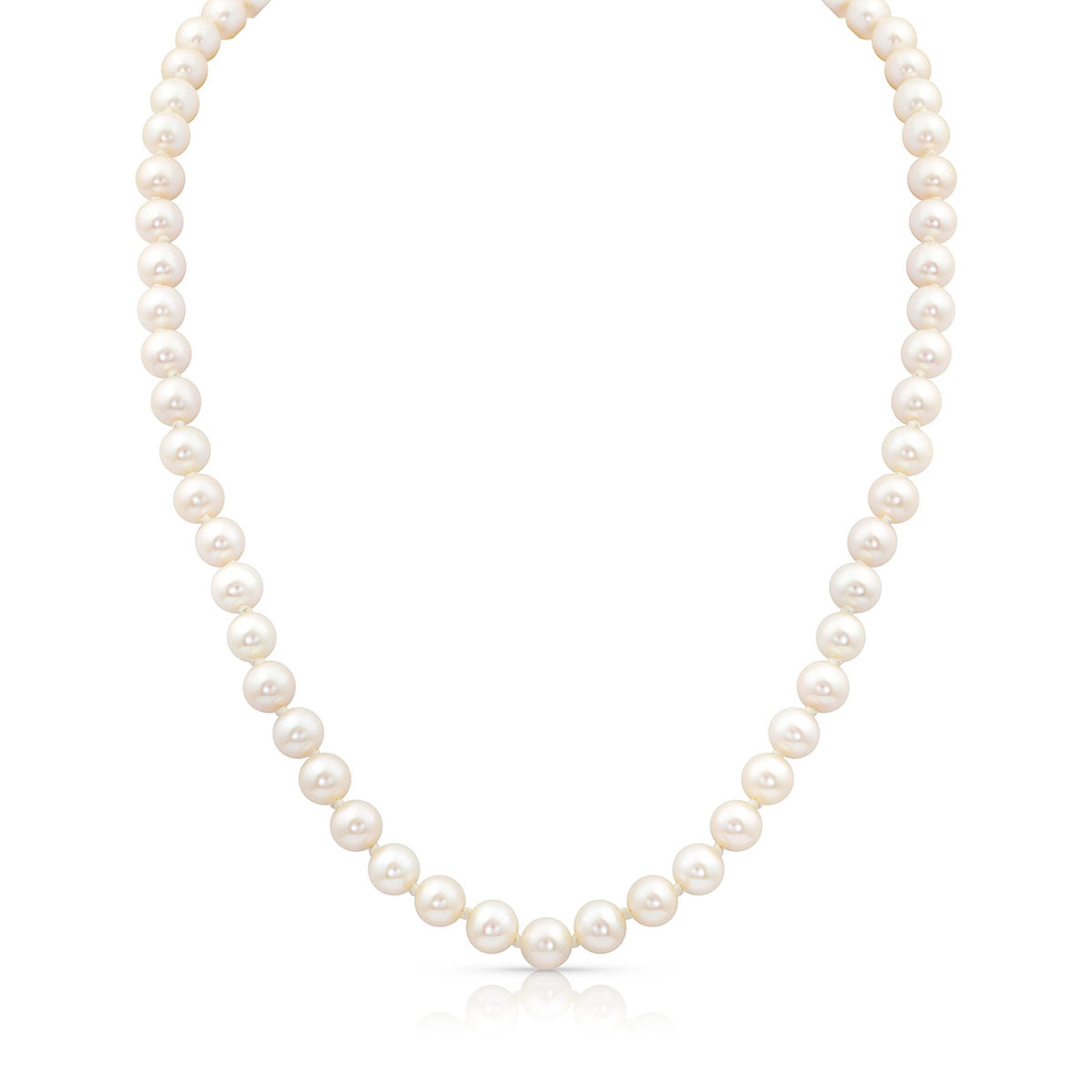 Pearl Necklace w/14K Gold Filigree Clasp | White 17