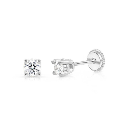 screw back white gold diamond earrings