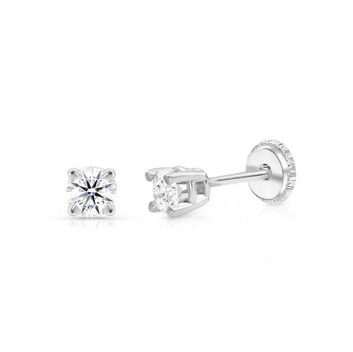 Baby/Kids diamond earrings screw back | 14K white gold
