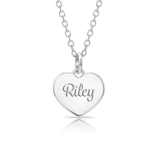 Girls Heart Necklace Engraved| Silver 