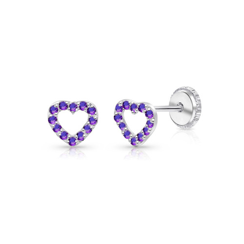 February birthstone earrings baby|girls white gold w/cz